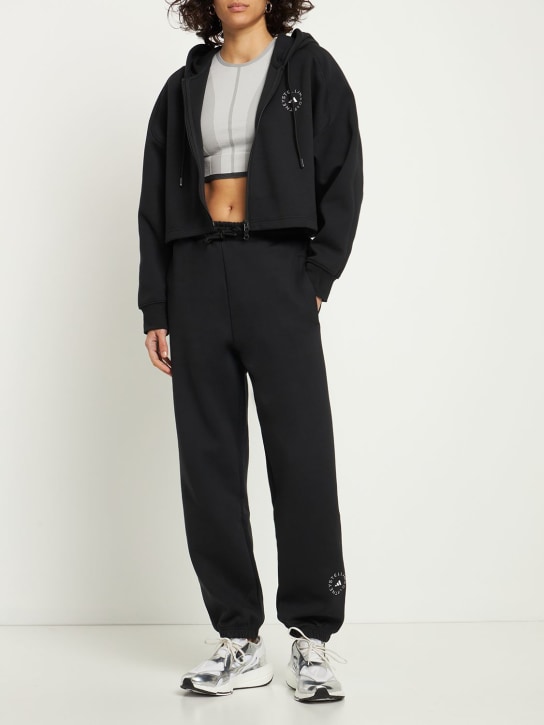 adidas By Stella McCartney: ASMC sportswear短款连帽卫衣 - 黑色 - women_1 | Luisa Via Roma