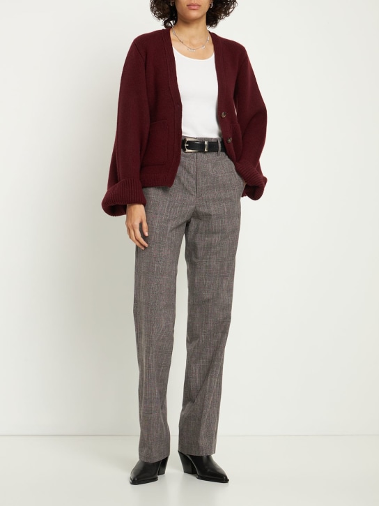 Marant Etoile: Olympe wool blend straight pants - Black/Pink - women_1 | Luisa Via Roma