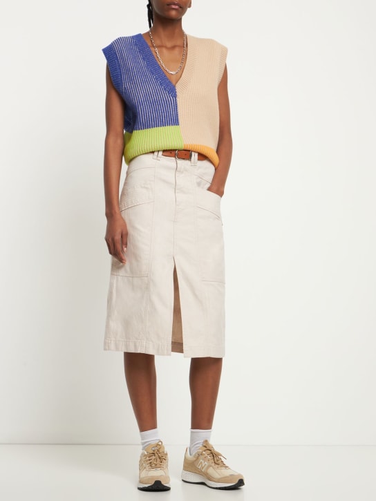 Marant Etoile: Jupe midi en coton Prime - Blanc - women_1 | Luisa Via Roma