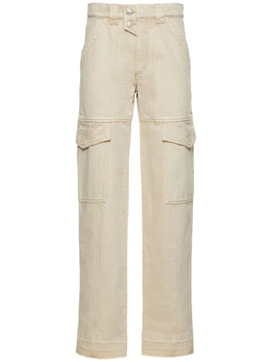 Marant Etoile: Jeans cargo Vayoneo in denim di cotone - Bianco - women_0 | Luisa Via Roma