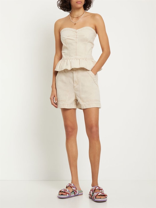 Marant Etoile: Solizinia棉质牛仔上衣 - 米黄色 - women_1 | Luisa Via Roma