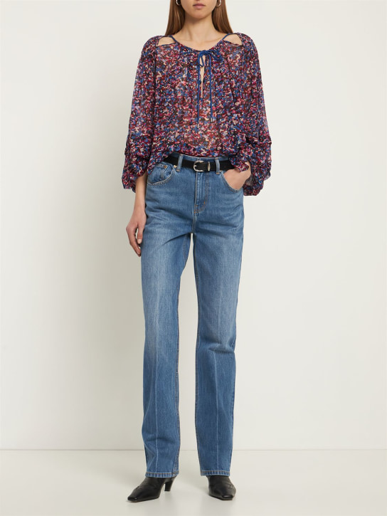 Marant Etoile: Felipa印花粘胶纤维上衣 - Pink /Blue - women_1 | Luisa Via Roma