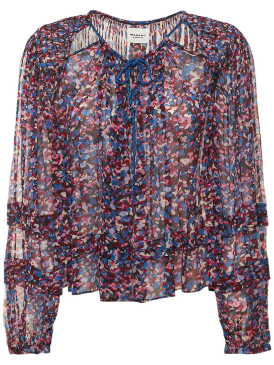 Marant Etoile: Felipa印花粘胶纤维上衣 - Pink /Blue - women_0 | Luisa Via Roma