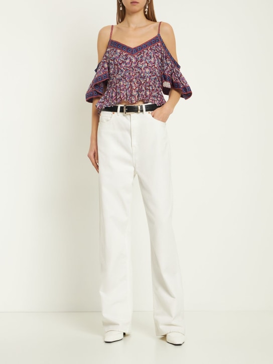 Marant Etoile: Garuva printed cotton top - Beige/Multi - women_1 | Luisa Via Roma