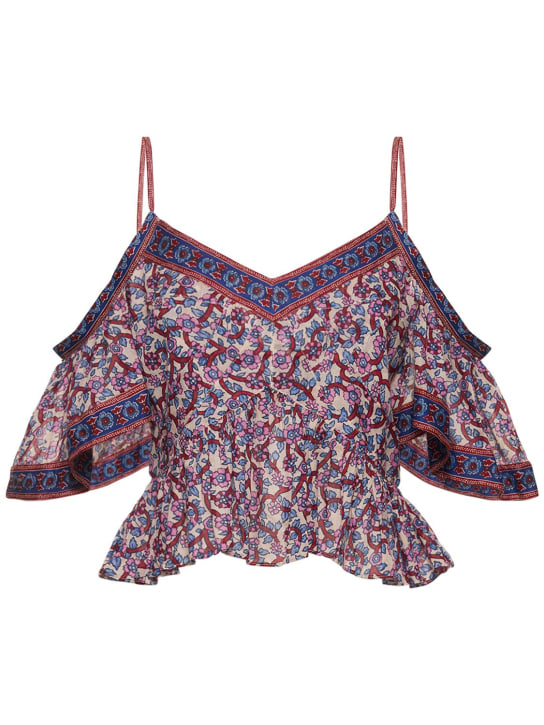 Marant Etoile: Garuva printed cotton top - Beige/Multi - women_0 | Luisa Via Roma