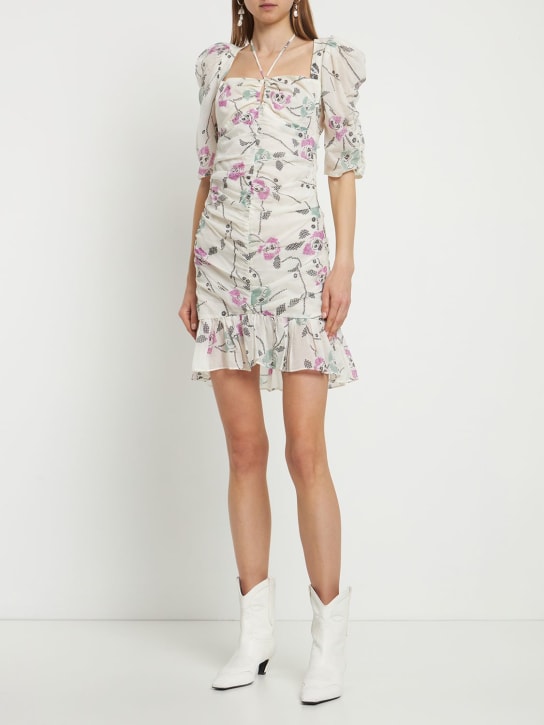 Marant Etoile: Robe courte en coton imprimé Galdino - Beige/Multi - women_1 | Luisa Via Roma