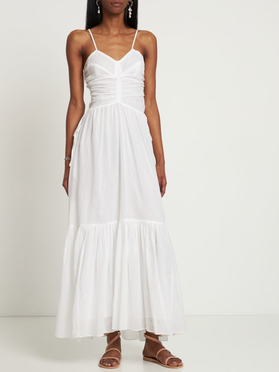 Marant Etoile: Giana cotton voile long dress - Beyaz - women_1 | Luisa Via Roma
