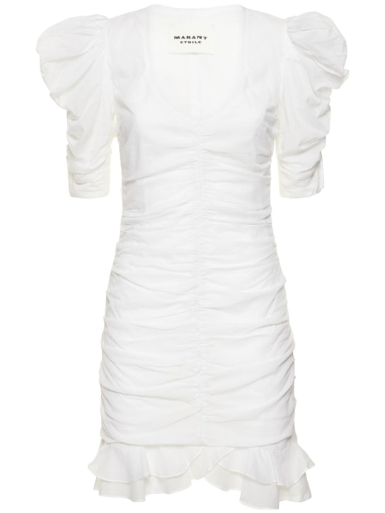 Marant Etoile: Sireny cotton voile mini dress - Beyaz - women_0 | Luisa Via Roma