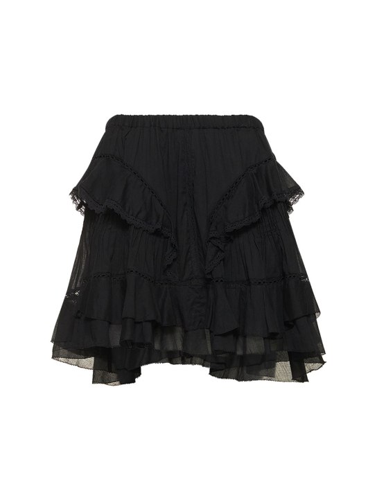 Marant Etoile: Moana cotton mini skirt - Black - women_0 | Luisa Via Roma