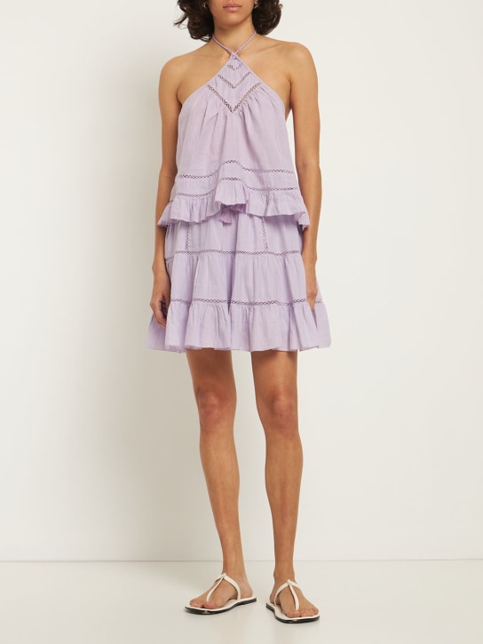 Marant Etoile: Jupe courte en gaze de coton mélangé Lioline - Lilas - women_1 | Luisa Via Roma