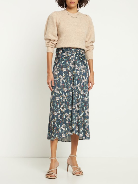 Isabel Marant: Falda midi de viscosa de seda estampada - Verde/Multi - women_1 | Luisa Via Roma