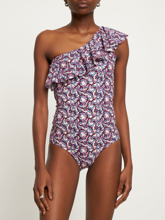 Marant Etoile: Sicilya printed one piece swimsuit - Bej/Renkli - women_1 | Luisa Via Roma