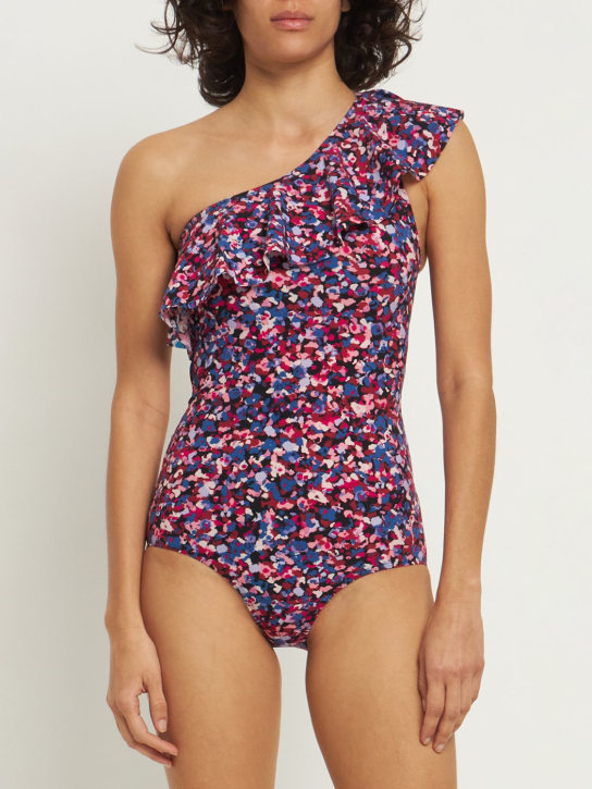 Marant Etoile: Sicilya printed one piece swimsuit - Pink /Blue - women_1 | Luisa Via Roma