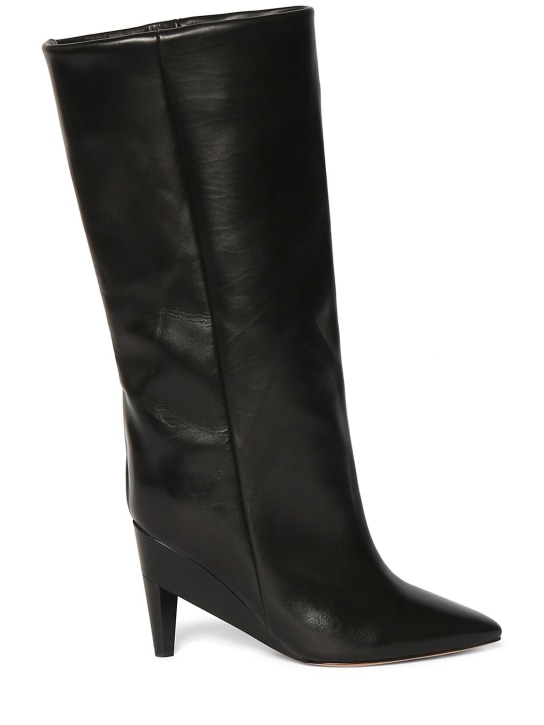 Isabel Marant: 85毫米Liesel-Ga皮革高筒靴 - 黑色 - women_0 | Luisa Via Roma