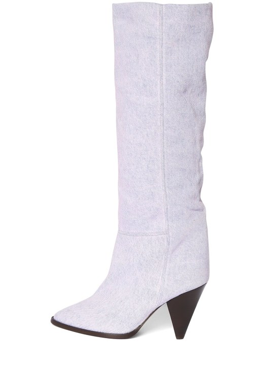 Isabel Marant: 90mm Ririo-Gb denim tall boots - Lilac - women_0 | Luisa Via Roma