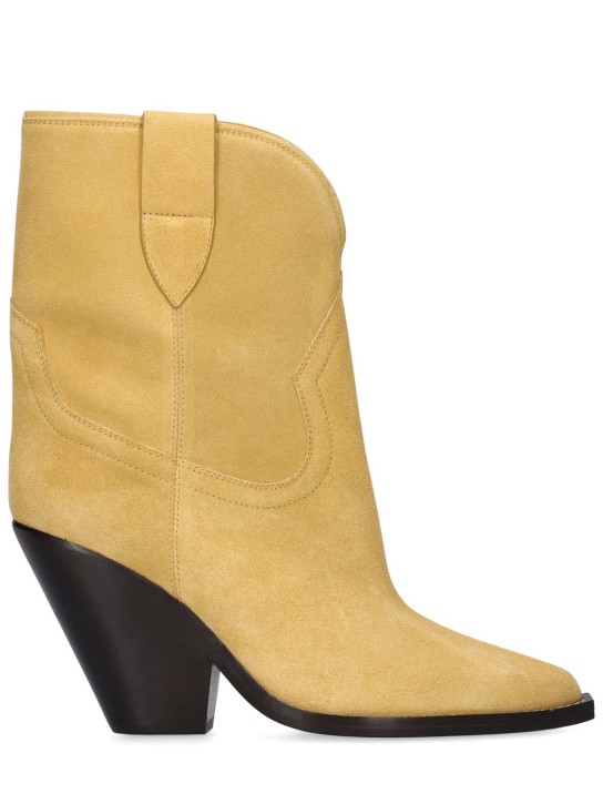 Isabel Marant: 90mm Leyane suede ankle boots - Light Yellow - women_0 | Luisa Via Roma