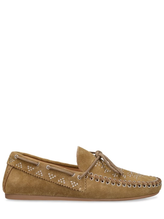Isabel Marant: 10mm Freen-Gb studded suede loafers - Taupe - women_0 | Luisa Via Roma