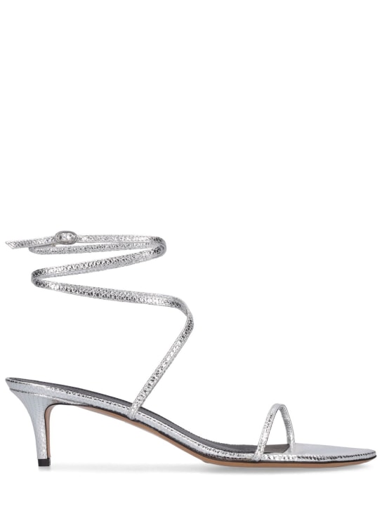 Isabel Marant: 50mm Aridee-Gp0 metallic leather sandals - Gümüş - women_0 | Luisa Via Roma