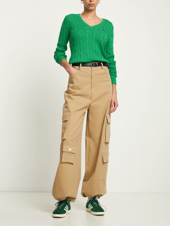 Polo Ralph Lauren: Kimberly braided knit sweater - Green - women_1 | Luisa Via Roma
