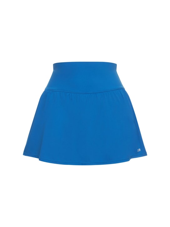 Splits59: Hochtaillierter Skort aus Technostoff - Blau - women_0 | Luisa Via Roma