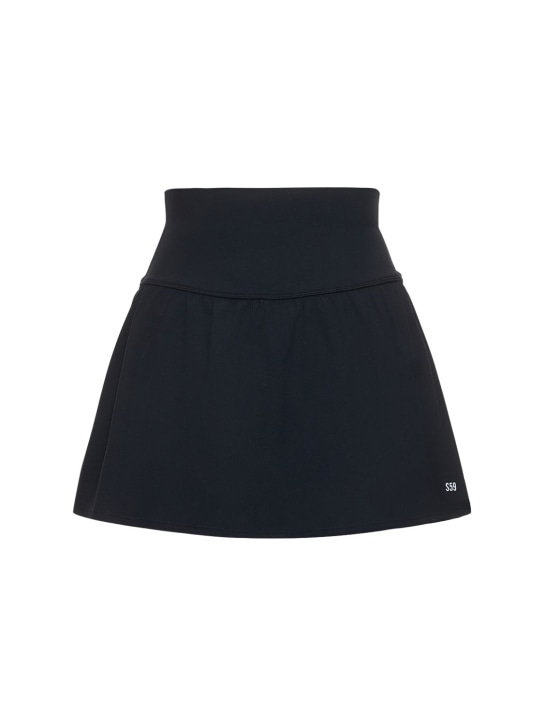 Splits59: Falda pantalón de techno con talle alto - Azul Marino - women_0 | Luisa Via Roma