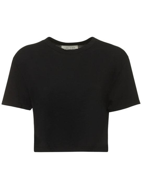Les Tien: コットンクロップドTシャツ - ブラック - women_0 | Luisa Via Roma