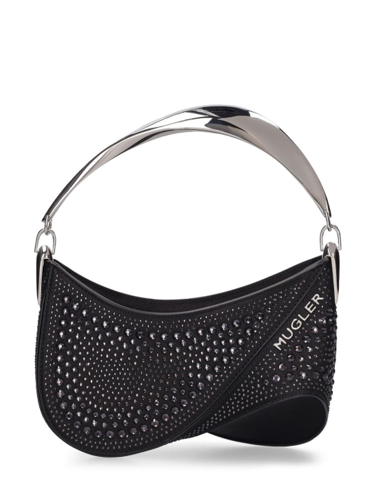 MUGLER: Mini spiral curve crystal top handle bag - Siyah - women_0 | Luisa Via Roma