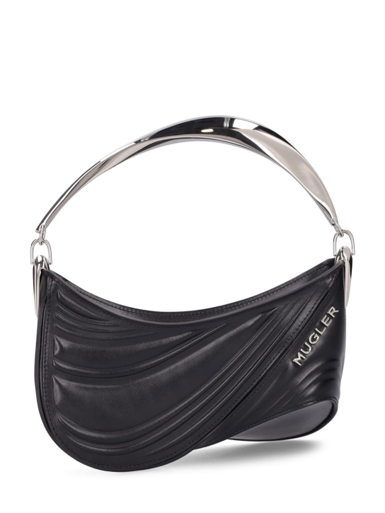 MUGLER: Mini embossed leather spiral curve bag - Black - women_0 | Luisa Via Roma