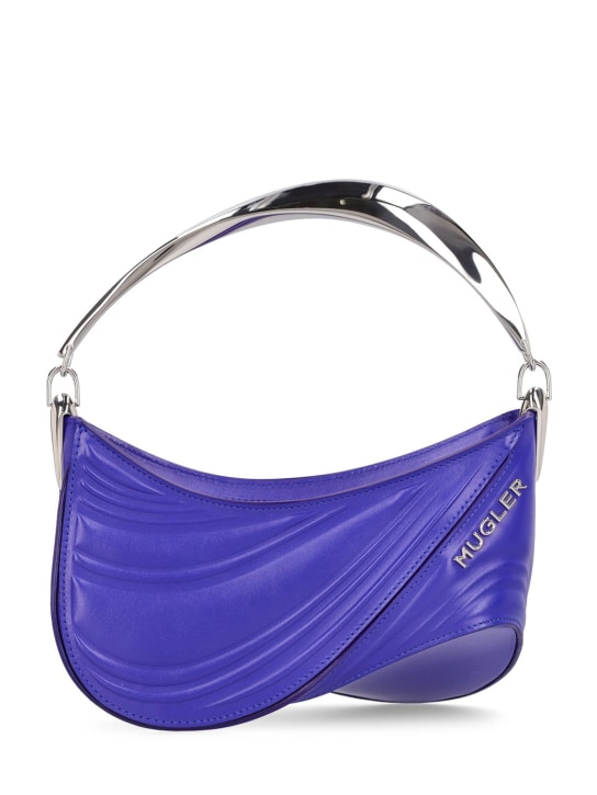 MUGLER: Mini embossed leather spiral curve bag - Ultra Blue - women_0 | Luisa Via Roma