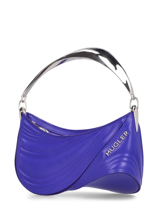 MUGLER: Mini embossed leather spiral curve bag - Ultra Blue - women_1 | Luisa Via Roma
