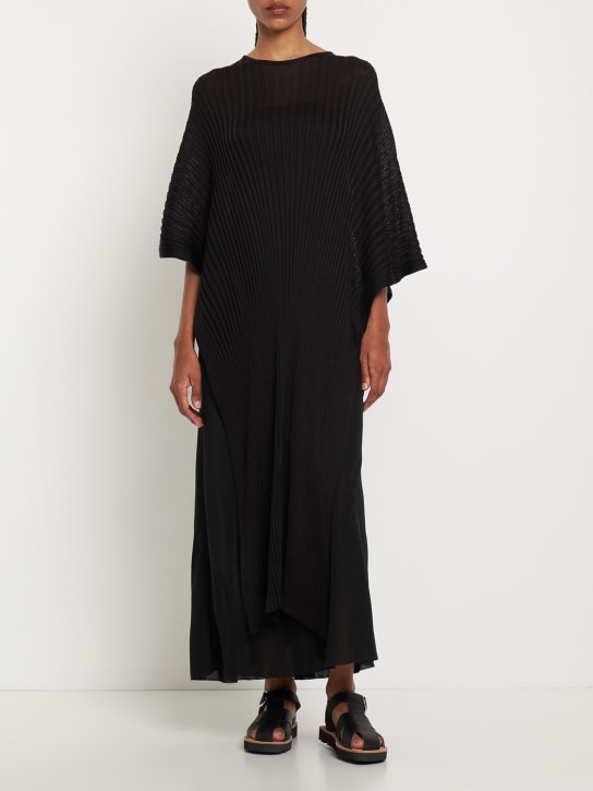 Gabriela Hearst: Taos silk knit poncho - Black - women_1 | Luisa Via Roma
