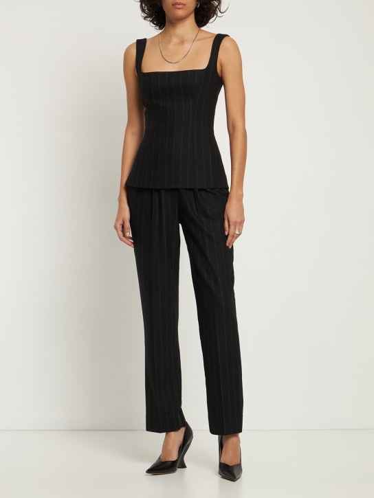 Emilia Wickstead: Pantalones rectos con cintura alta - Negro/Blanco - women_1 | Luisa Via Roma