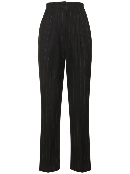 Emilia Wickstead: Pantalones rectos con cintura alta - Negro/Blanco - women_0 | Luisa Via Roma