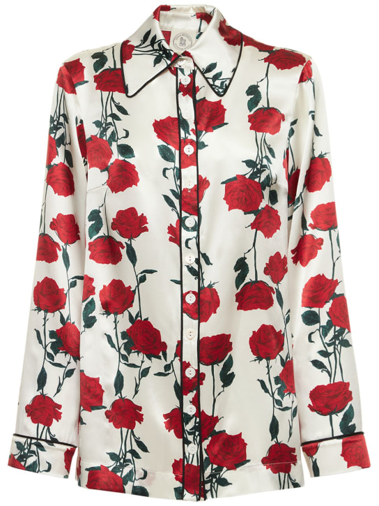 Emilia Wickstead: Anya printed silk satin pajama shirt - Red/Cream - women_0 | Luisa Via Roma