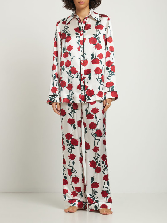 Emilia Wickstead: Anya printed silk satin pajama shirt - Red/Cream - women_1 | Luisa Via Roma