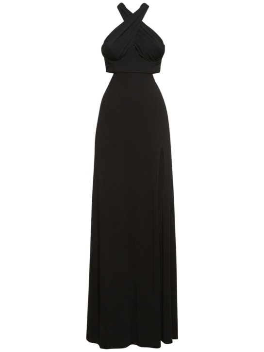 Dundas: Gena crossed viscose jersey long dress - Black - women_0 | Luisa Via Roma