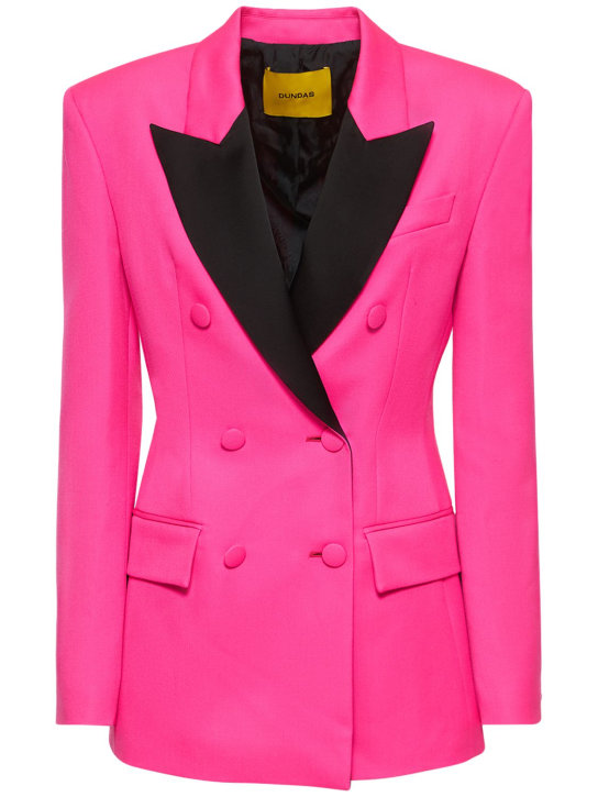 Dundas: Chaqueta de esmoquin de lana y satén - Fucsia - women_0 | Luisa Via Roma