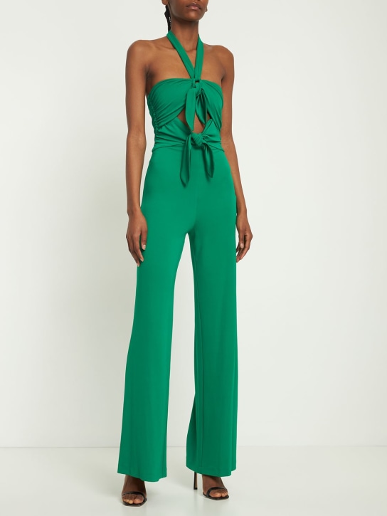 Dundas: Jumpsuit halter de jersey de viscosa - Verde - women_1 | Luisa Via Roma