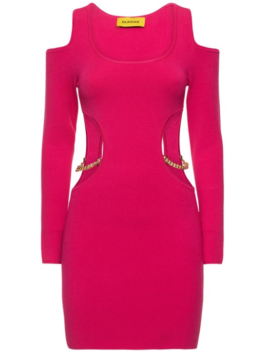 Dundas: Vestido corto de punto con cadena - Fucsia - women_0 | Luisa Via Roma