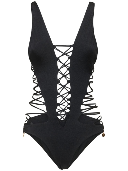 Dundas: Costume intero con lacci - Nero - women_0 | Luisa Via Roma