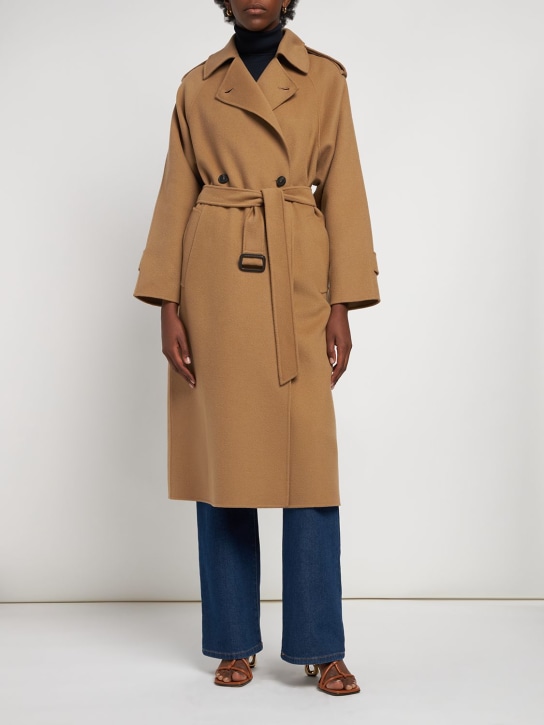 Weekend Max Mara: Trench en laine mélangée avec ceinture Cobalto - women_1 | Luisa Via Roma