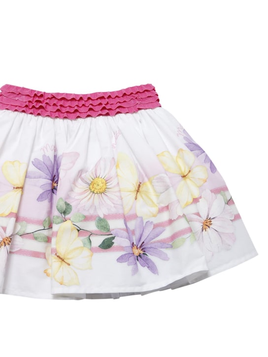 Monnalisa: Jupe en popeline de coton imprimé fleurs - Multicolore - kids-girls_1 | Luisa Via Roma