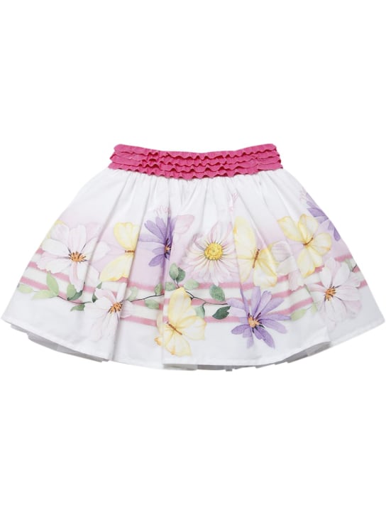 Monnalisa: Jupe en popeline de coton imprimé fleurs - Multicolore - kids-girls_0 | Luisa Via Roma