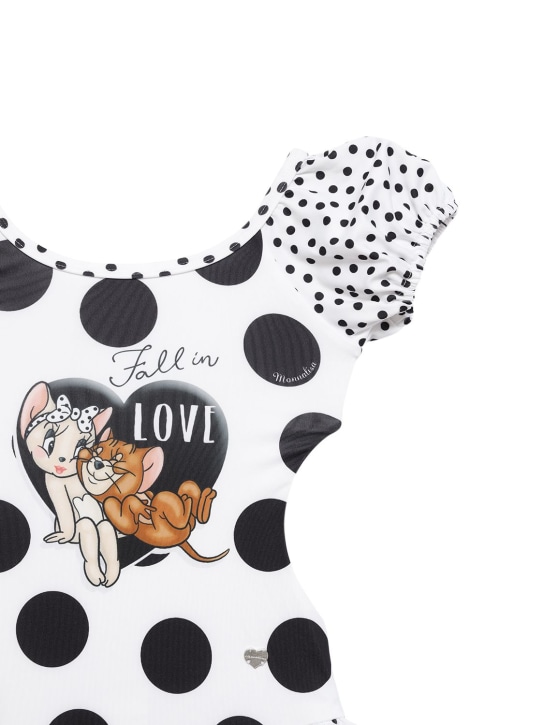 Monnalisa: 印花科技织物连体泳衣 - 白色/多色 - kids-girls_1 | Luisa Via Roma