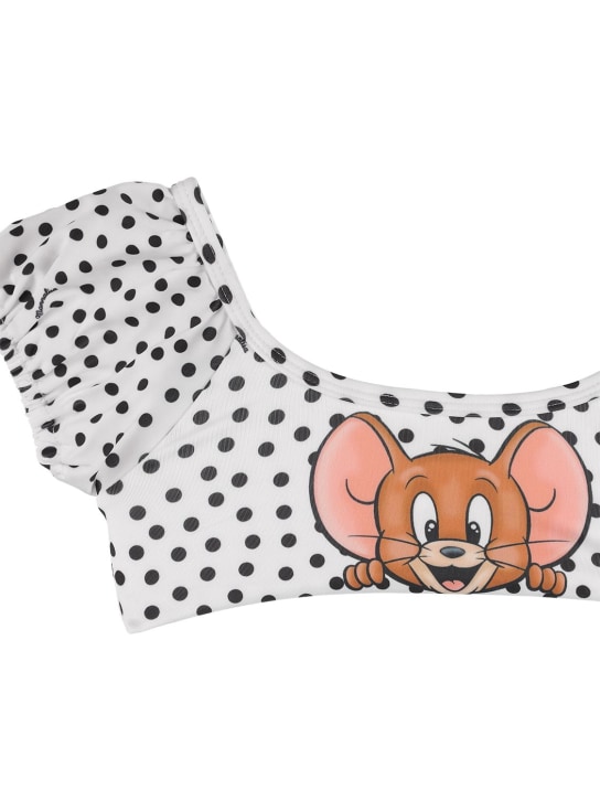 Monnalisa: 波点印花比基尼套装 - 白色 - kids-girls_1 | Luisa Via Roma