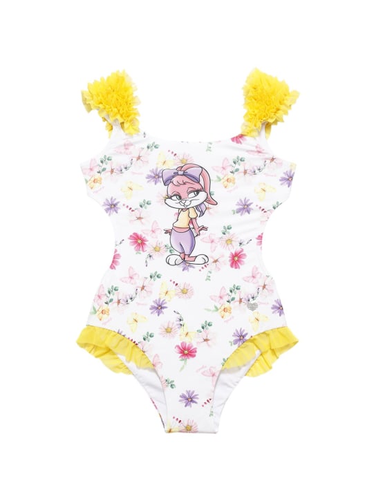 Monnalisa: Costume intero stampato - Bianco/Giallo - kids-girls_0 | Luisa Via Roma