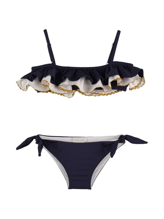 Monnalisa: Bikini de techno con volantes - Azul Marino - kids-girls_0 | Luisa Via Roma
