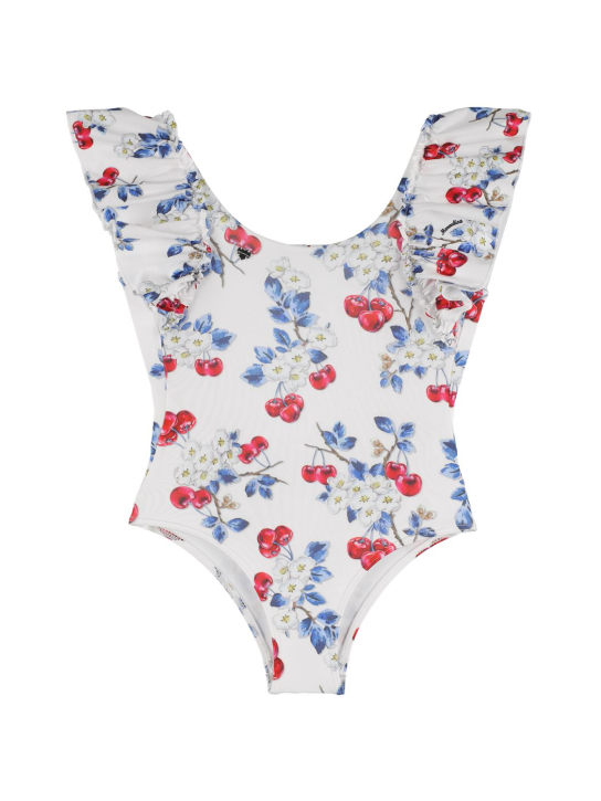 Monnalisa: Cherry printed one-piece swimsuit - Weiß/Multi - kids-girls_0 | Luisa Via Roma