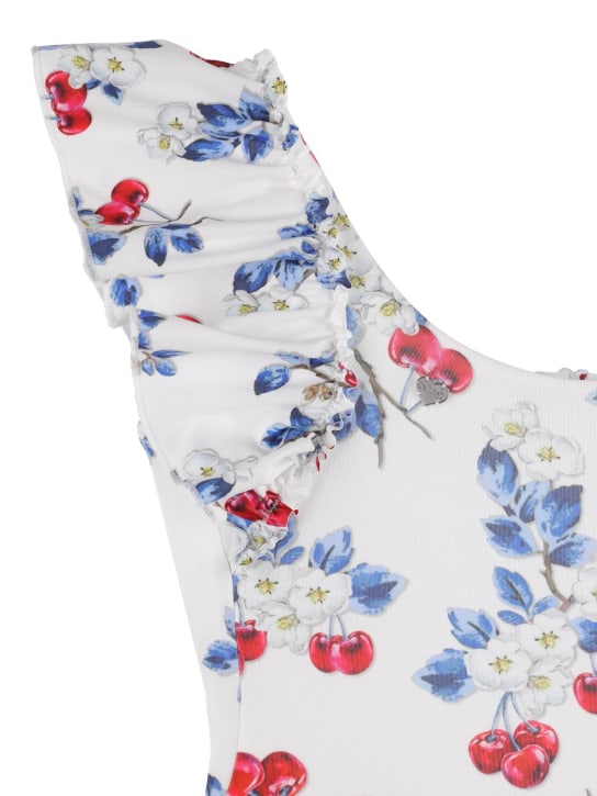 Monnalisa: Cherry printed one-piece swimsuit - Weiß/Multi - kids-girls_1 | Luisa Via Roma