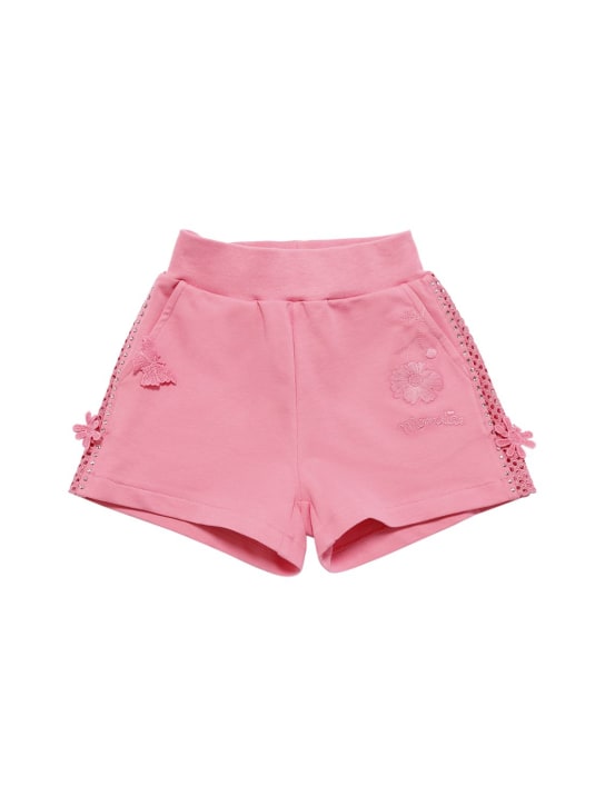 Monnalisa: TRAININGSSHORTS AUS BAUMWOLLMISCHFLEECE - Rosa - kids-girls_0 | Luisa Via Roma